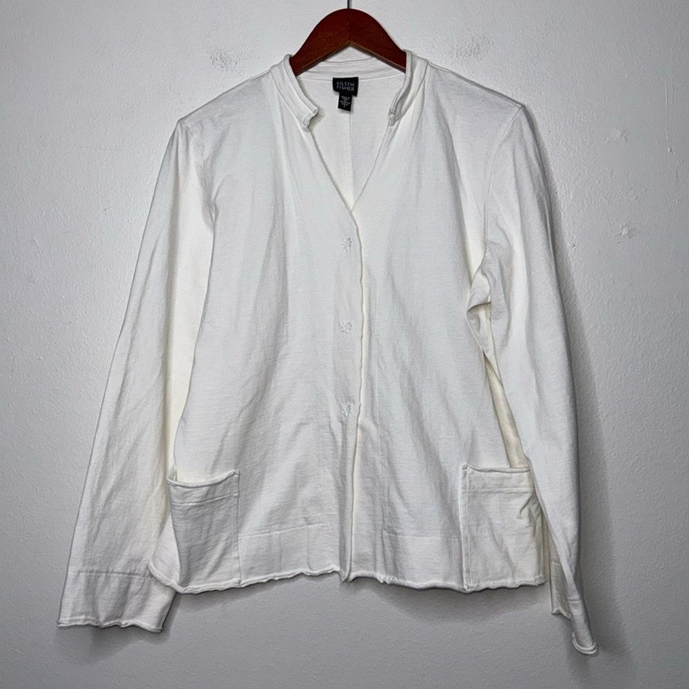 Eileen Fisher Patch Pocket Jersey Cardigan Womens Size Medium